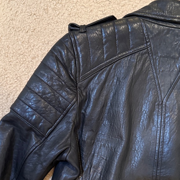 Juicy Couture Black Leather Moto Jacket 100% Lamb Leather size M - Picture 9 of 13